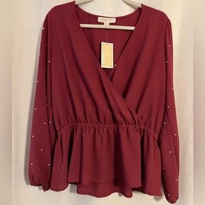 NWT Pink Blouse with Gold Detailing